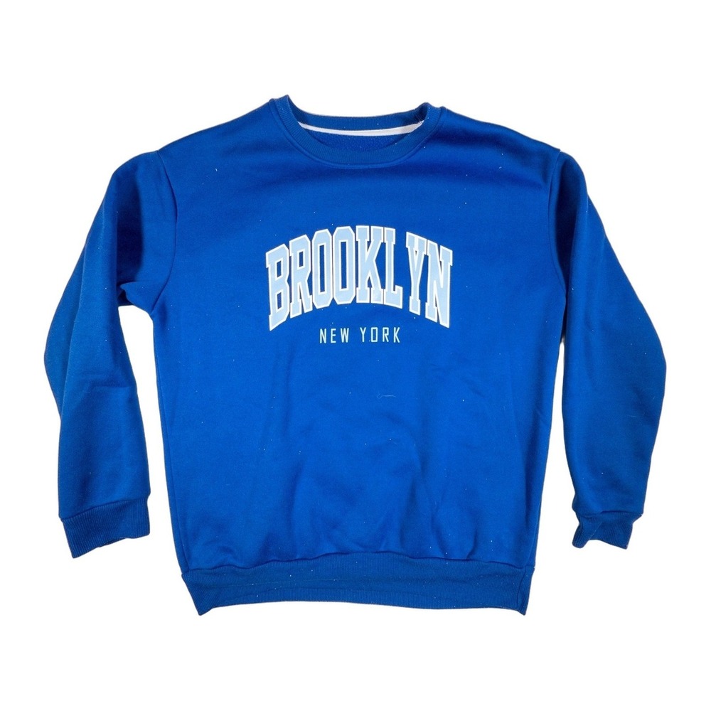 Blue Brooklyn Crewneck Sweatshirt New York Graphic Pullover Long Sleeve Mens‎